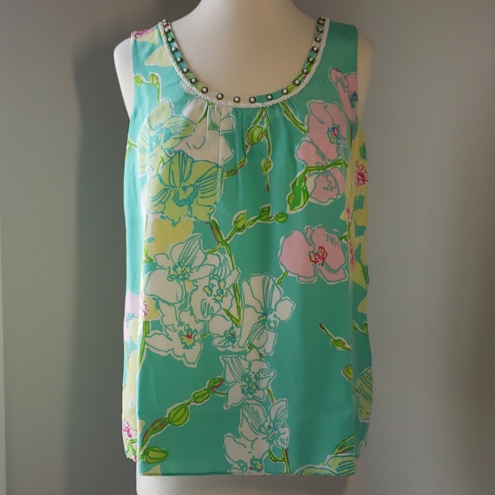 Lilly Pulitzer silk beaded top